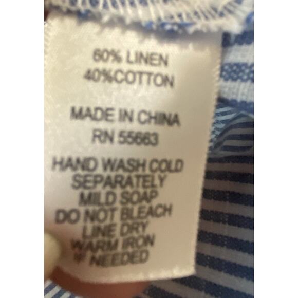 Jones New York Blue & White Striped Hooded Linen Blend Light Jacket Small - Picture 9 of 9